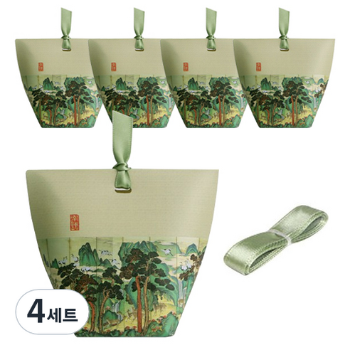 인디케이 전통민화 보텀기프트 상자 중 5p+ 리본 85cm, 유청색, 4세트