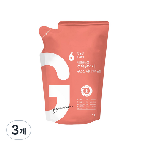 구연산워터 제라늄향 리필, 1L, 3개