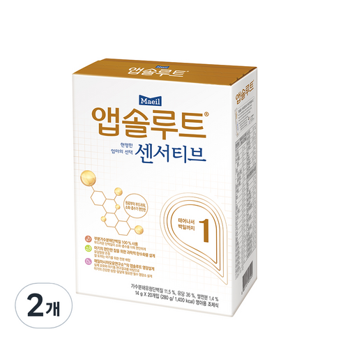 앱솔루트 현명한 엄마의 센서티브 스틱분유 1단계, 280g, 2개