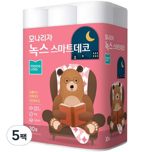 모나리자 녹스 스마트데코 3겹 엠보싱 화장지 27m, 30롤, 5개