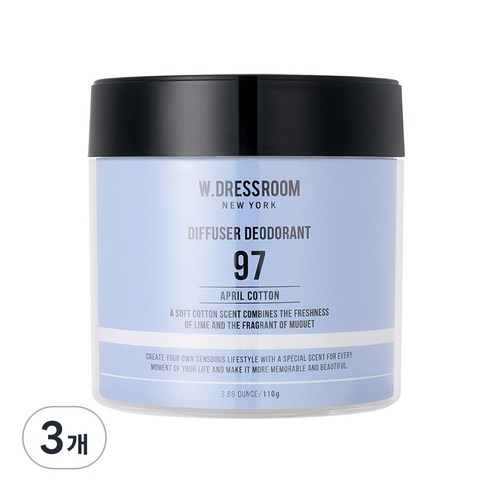 더블유드레스룸 디퓨저 탈취제 No.97 에이프릴 코튼, 110g, 3개