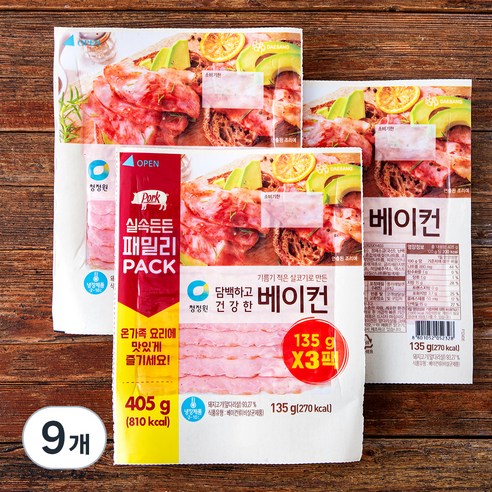 청정원 담백하고 건강한 베이컨, 135g, 9개