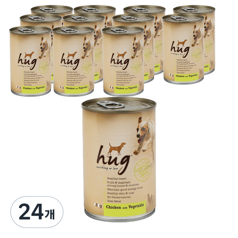 스내피톰 생후 3개월 이후 강아지 허그 파테 주식캔 12p, 치킨 + 베지터블, 400g, 24개
