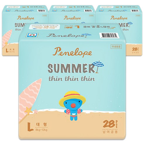 페넬로페 씬씬씬 아이스 썸머 밴드형 기저귀 공용 대형 4단계 8~12kg, 112매