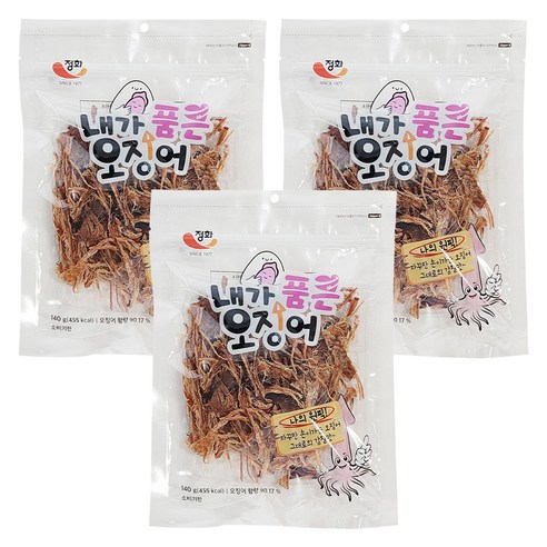 정화식품 내가 품은 건어물 오징어 간식 주전부리, 140g, 3개