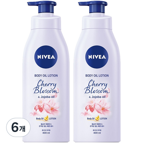 니베아 바디오일로션 체리블로썸앤 호호바 오일, 400ml, 6개