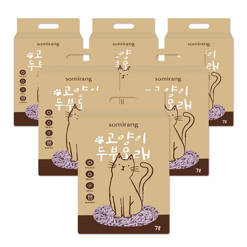 소미랑 고양이 두부모래 가는입자, 7L, 6개, 라벤더향