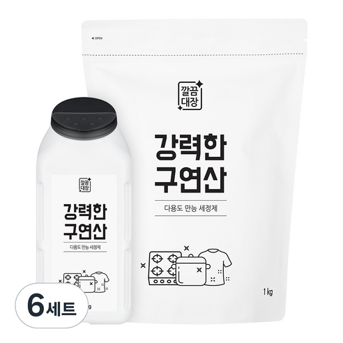 깔끔대장 강력한 구연산 500g + 리필 1kg, 6세트