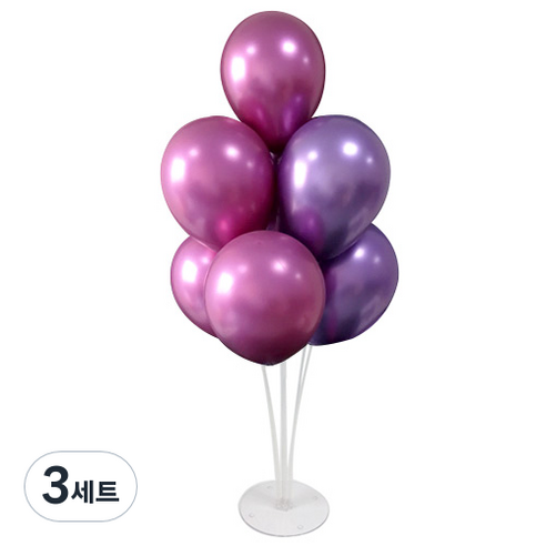 와우파티코리아 풍선꽂이 세트, 크롬 연보라 바이올렛, 3세트