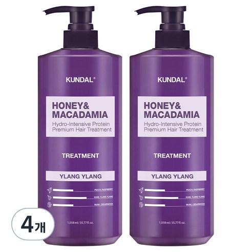 쿤달 허니 앤 마카다미아 헤어 트리트먼트 일랑일랑향, 1058ml, 4개