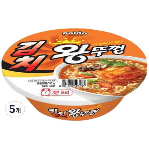 왕뚜껑 김치 컵라면 110g, 5개