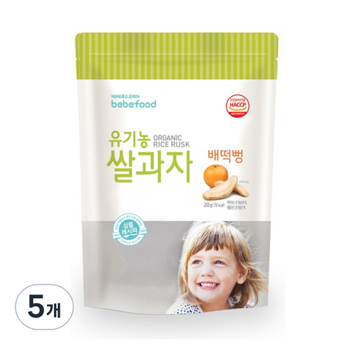 베베푸드 유기농 쌀과자 떡뻥 20g, 배, 5개