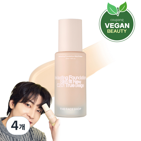 더페이스샵 잉크래스팅 파운데이션 슬림핏 뉴 35ml, C201, 4개