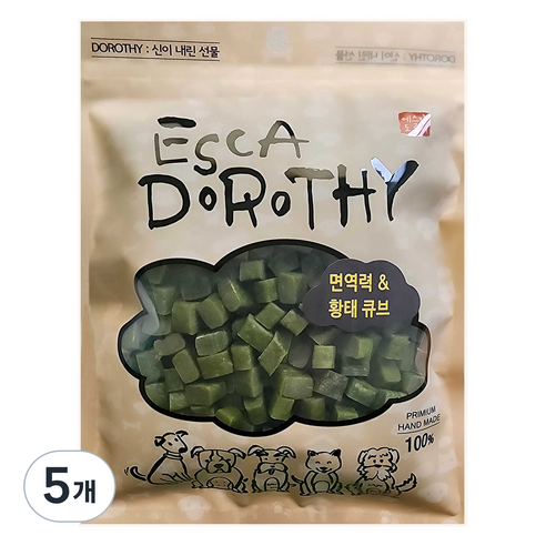 에스카도로시 강아지 큐부 간식 면역력 앤 황태, 500g, 5개, 황태맛