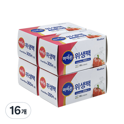 마미손 위생팩 5호 소 17 x 25 cm, 소(S), 300개, 16개