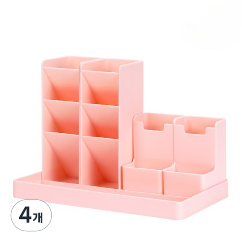 퍼즈생활건강 DIY 아이디어 책상 수납 정리함, 핑크, 4개