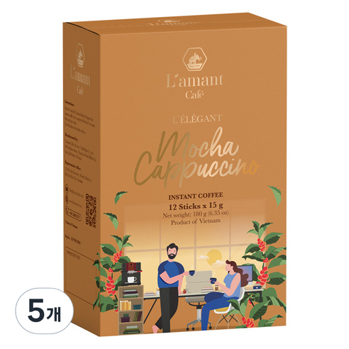 베트남 라만트커피 모카 카푸치노, 5개, 12개입, 15g