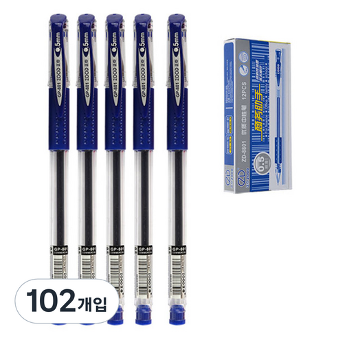 블루마토 ZOOD 볼펜12 ZD8801 0.5mm, 파랑, 102개입