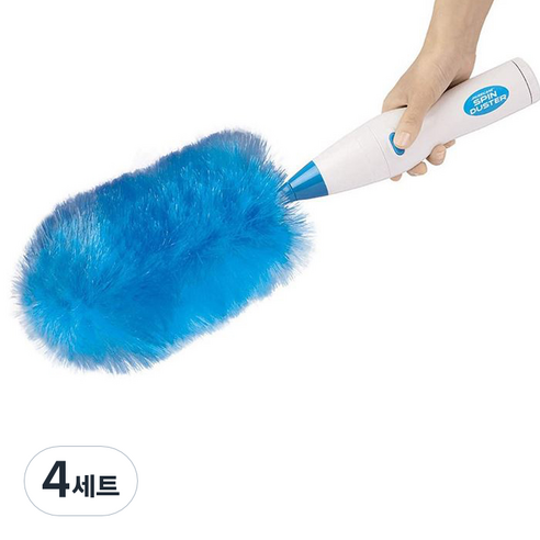 포시즌 스핀더스터 전자동 롱먼지떨이 + 건전지 4p, 화이트블루, 4세트