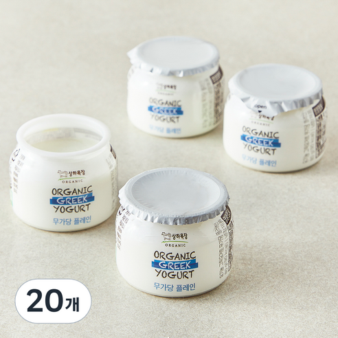 상하목장 유기농 그릭요거트 무가당 플레인, 80g, 1개입, 20개