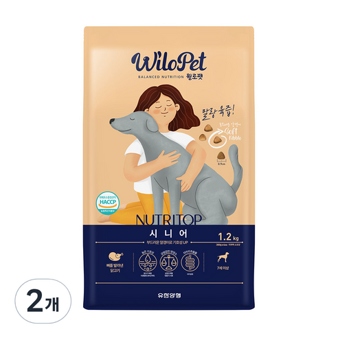 유한양행 윌로펫 반려동물 시니어 뉴트리탑 소프트사료, 닭, 2개, 1.2kg