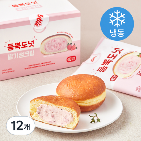 벨리푸드 듬뿍도넛 딸기생크림 (냉동), 100g, 3개입, 4개