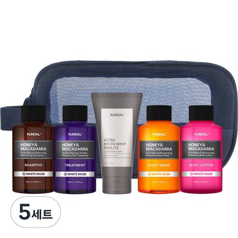 쿤달 여행용 5종 세트 B타입 클렌징폼 포함 화이트머스크향, 5세트
