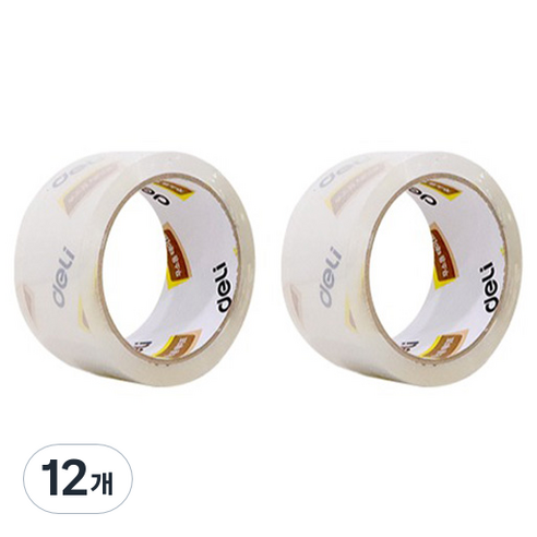 델리 무소음 박스테이프 리필 30042R 48mm x 40m, 투명, 12개