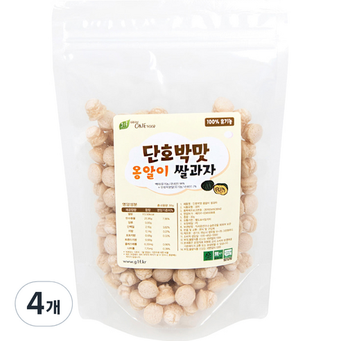 그린원푸드 유기농 옹알이 유아 쌀과자, 단호박맛, 30g, 4개