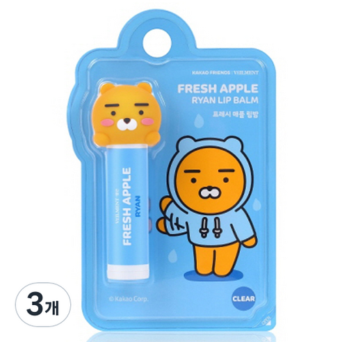벨먼 카카오프렌즈 라이언 립밤, 프레시 애플, 4.5g, 3개