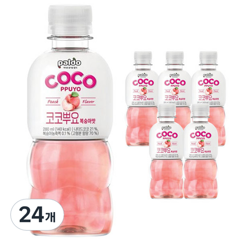 팔도 코코뿌요 복숭아맛 음료, 280ml, 24개
