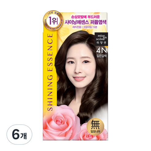미쟝센 샤이닝에센스 염모제, 4N 짙은갈색, 6개