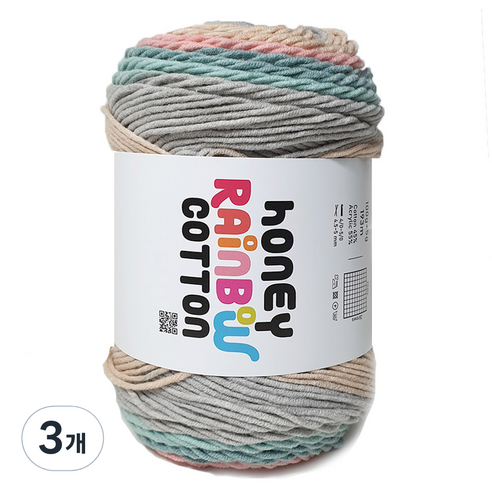 니뜨 허니 레인보우 코튼 뜨개실 100g, 525그레이스카이, 3개