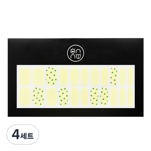 온유네일 바닐라 그린도트 푸딩젤 네일스티커, 혼합색상, 4세트