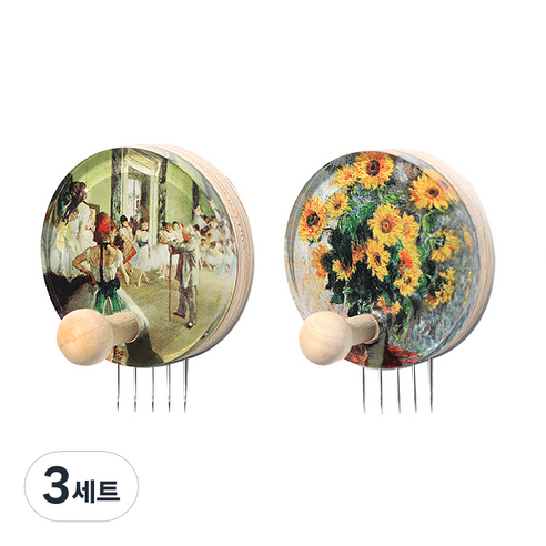 꼭꼬핀 아트 꼭꼬핀 부착형 2종 세트, 드가 발레수업+모네 해바라기, 3세트