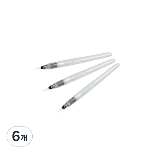 워터 둥근 수채화 붓 화이트, 6개, 15mm