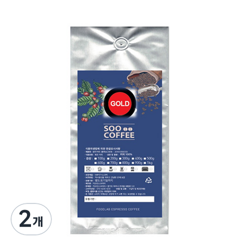 SOO커피 EXPRESS GOLD, 홀빈(분쇄안함), 200g, 2개