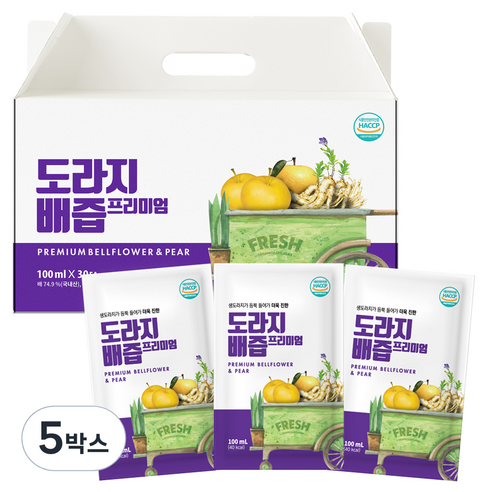 물없이 국내산 통째로 만든 도라지배즙 프리미엄, 3L, 5박스