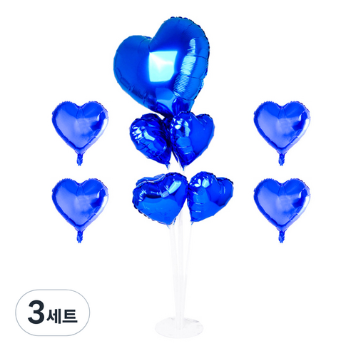 파티쇼 풍선꽂이장식세트 70cm, 하트블루, 3세트