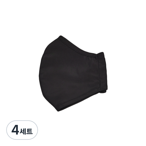 빨아쓰는 쫀쫀이 마스크 블랙 특대형 + 이어밴드, 4세트