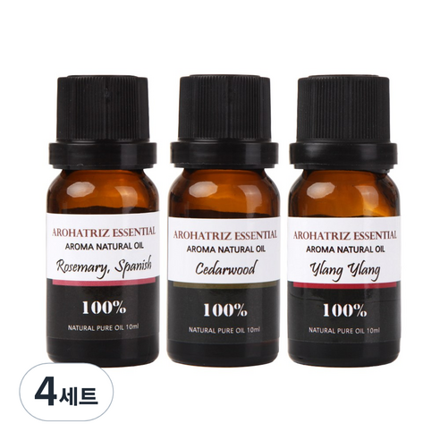 아로하트리즈 에센셜오일 로즈마리 + 시더우드 + 일랑일랑, 10ml, 4세트