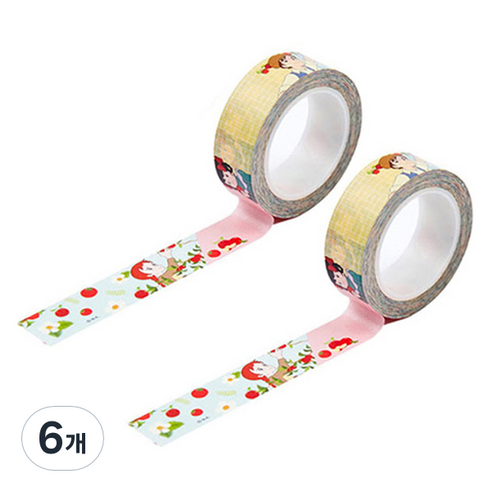 빨강머리앤 마스킹 테이프 15mm x 10m, 사과나무, 6개