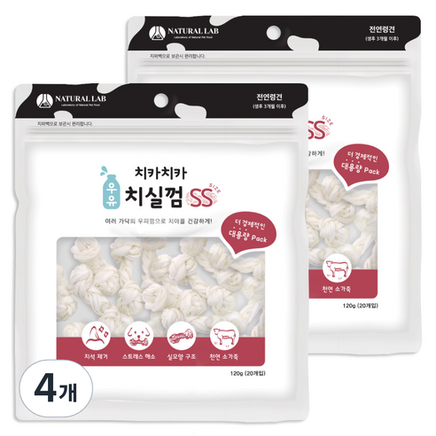 굿데이 치카치카 우유 강아지 치실껌 SS 120g, 우유맛, 4개