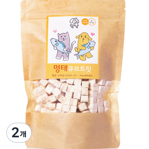 멍냥 반려동물 동결건조 명태 큐브 트릿 100g, 2개