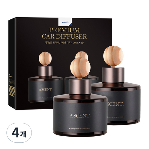 에이센트 차량용 디퓨저 세트, 22 화이트머스크, 120ml, 4개
