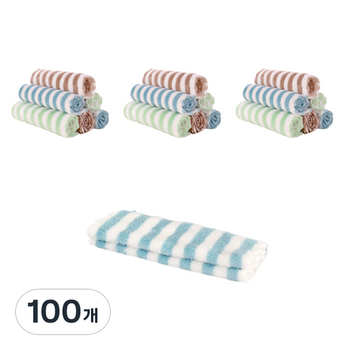 모두요기 부드러운 양면 컬러 스트라이프 행주 랜덤발송, 100개