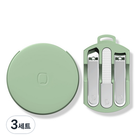 피피홈리빙 마카롱 포켓 손톱깍이 케어 세트, 3세트, 그린