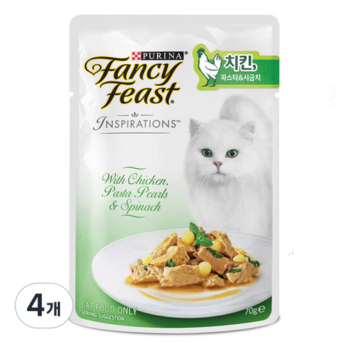 팬시피스트 인스퍼레이션 치킨+파스타+시금치 혼합맛 고양이 습식 간식, 70g, 4개