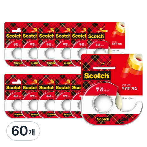 스카치 쓰리엠 투명 테이프 디스펜서 18mm x 30m 583, 60개
