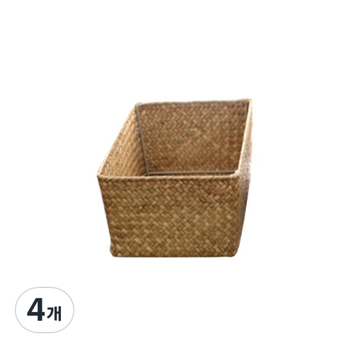 내일의공간 작은 직사각 라탄 바구니 L 30 x 16 x 10 cm, 네츄럴, 4개